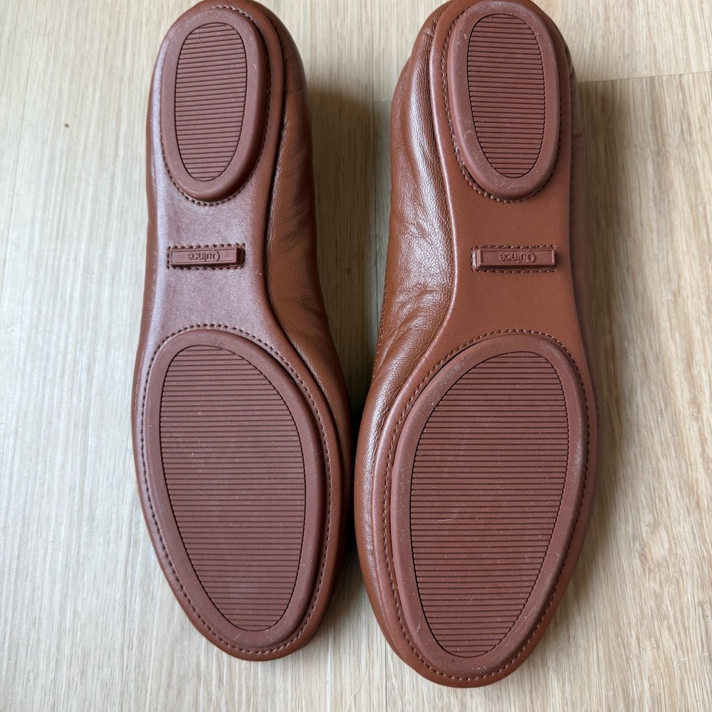 Quince Women’s Cognac Brown Italian Leather On The Go Ballet Flat Shoes 9 - Picture 5 of 6